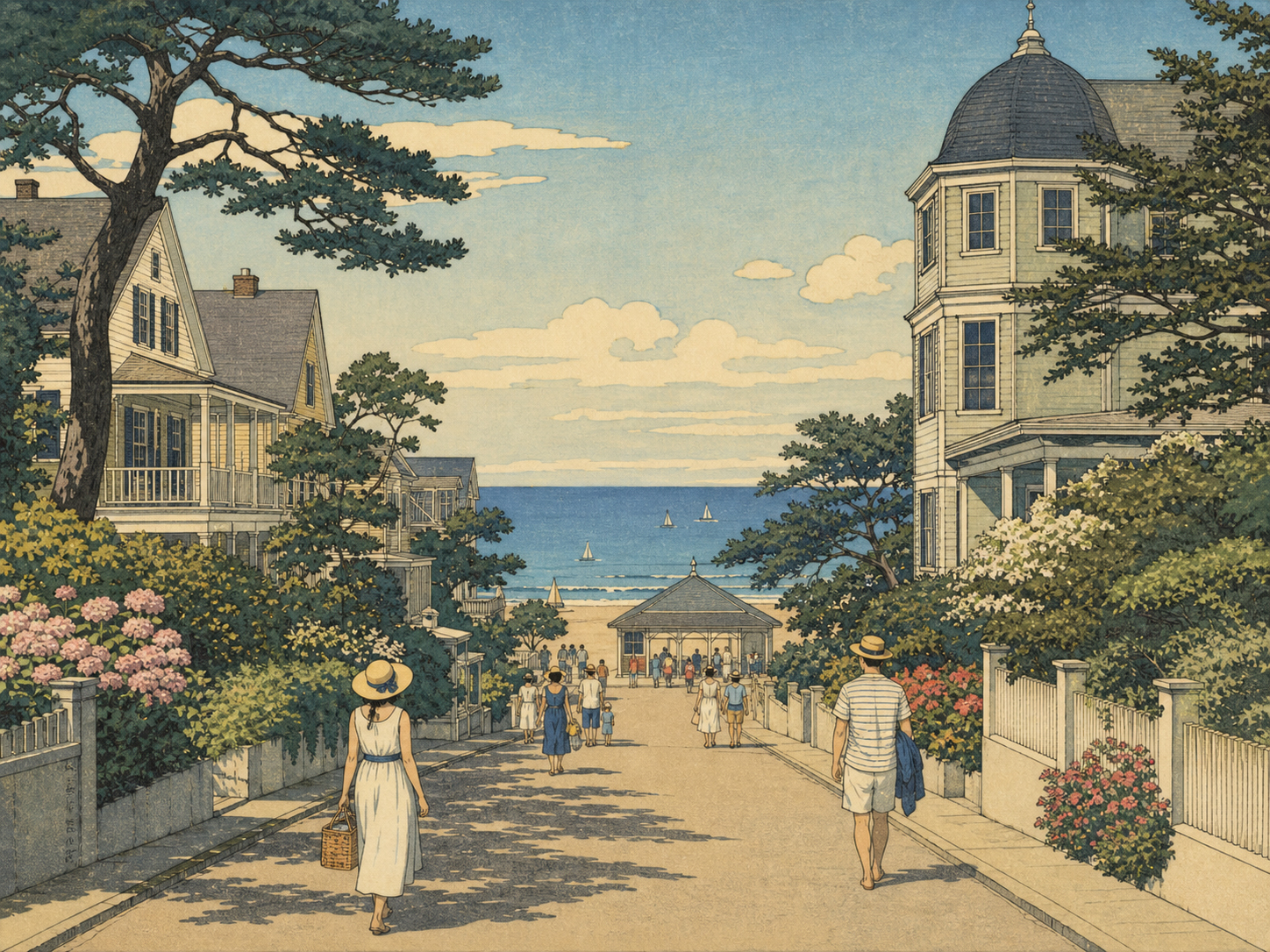 Phillips Avenueから海へ向かうConover Pavilion入口を描いた記事画像