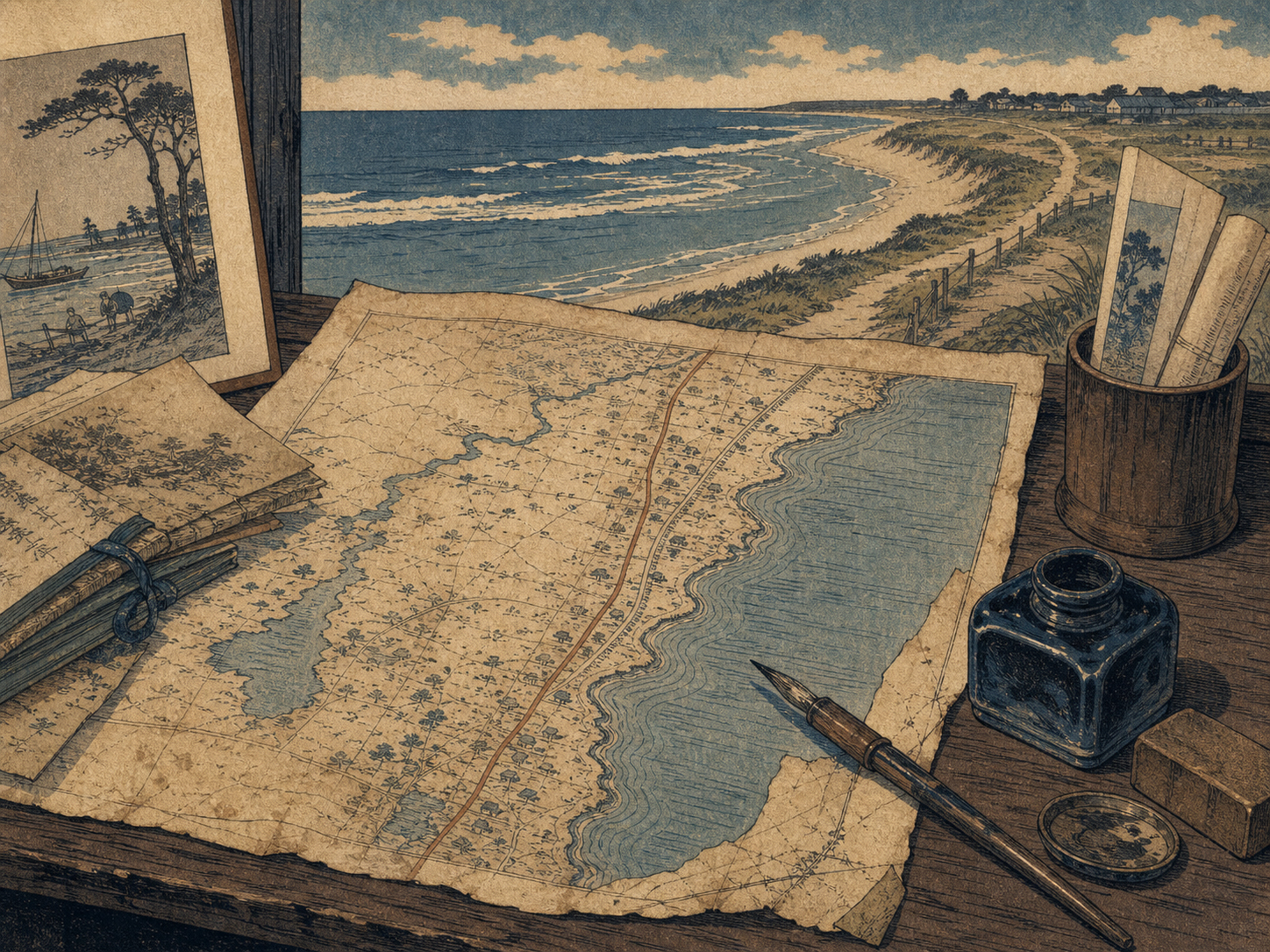 Kent ShoreとOcean Roadの古地図風記事画像