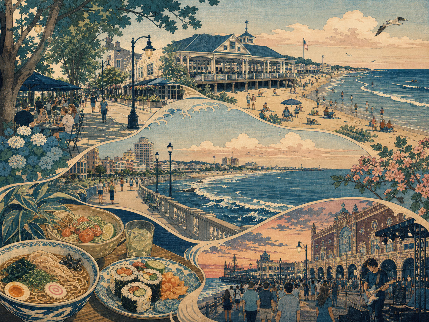 Conover、Norwoodの食、Long Branch、Asburyを結ぶルート画像