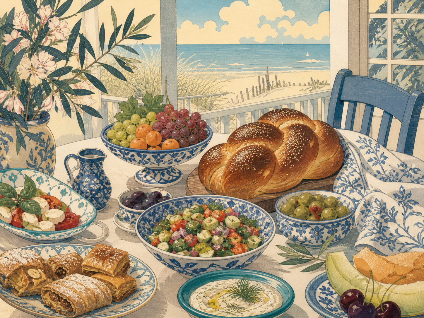 Mediterranean風コーシャテーブルを描いたカード画像