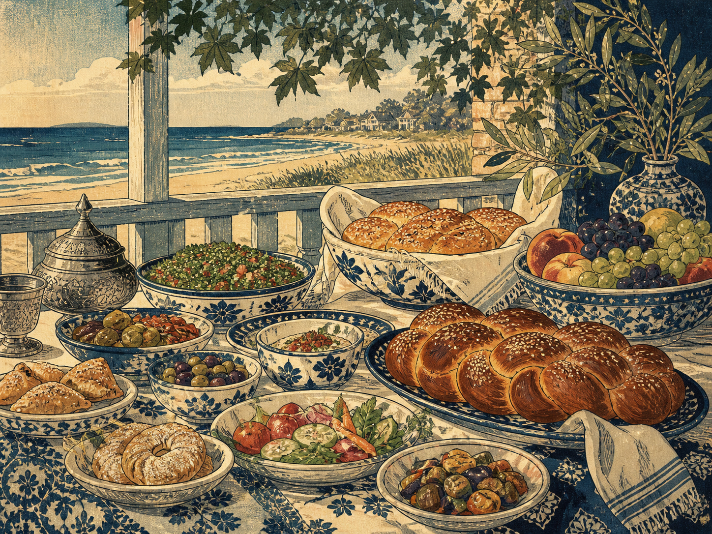 コーシャの夏の食卓を描いたカード画像