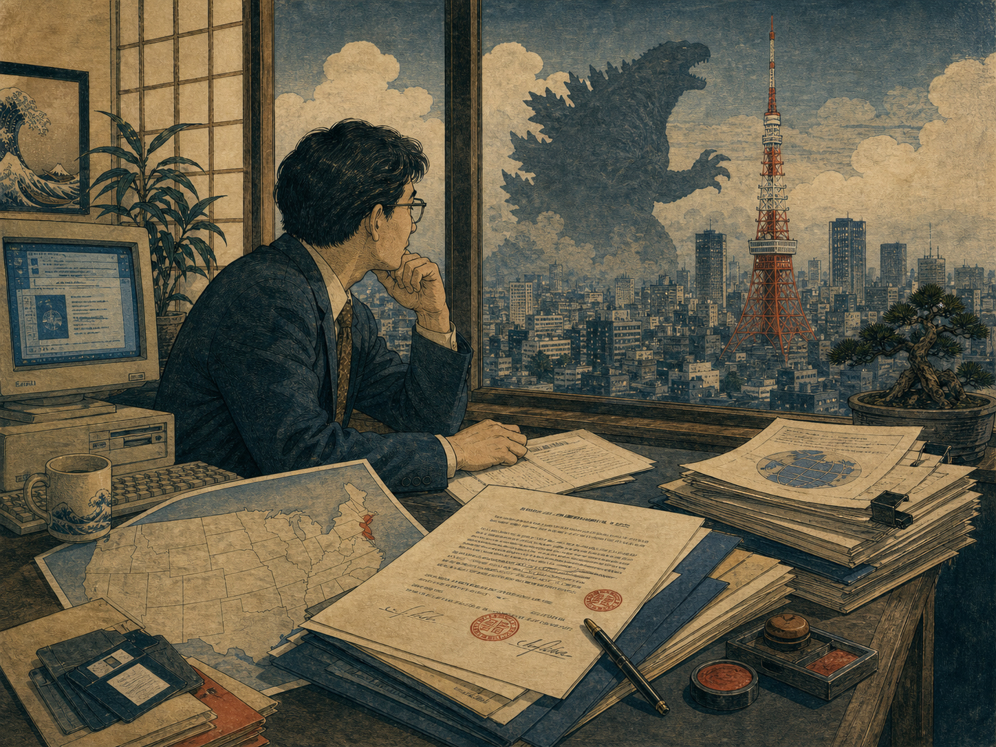 東京の契約、ドメイン地図、Godzilla Clauseを描いた画像