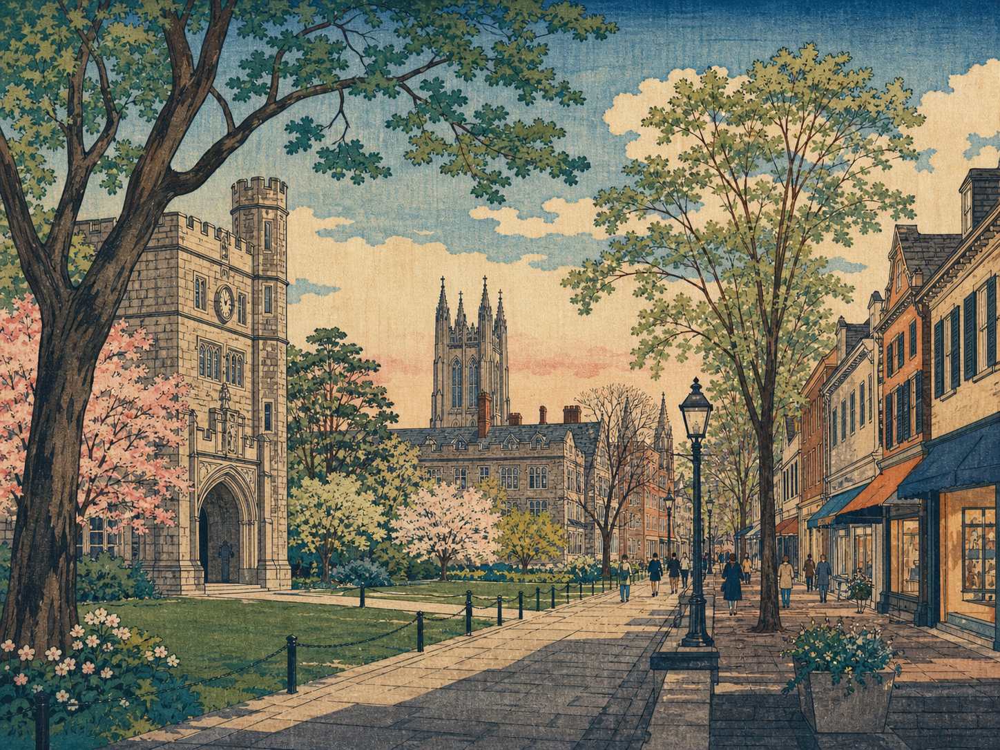 Princetonキャンパス、Nassau Street、Palmer Squareを描いたOG画像