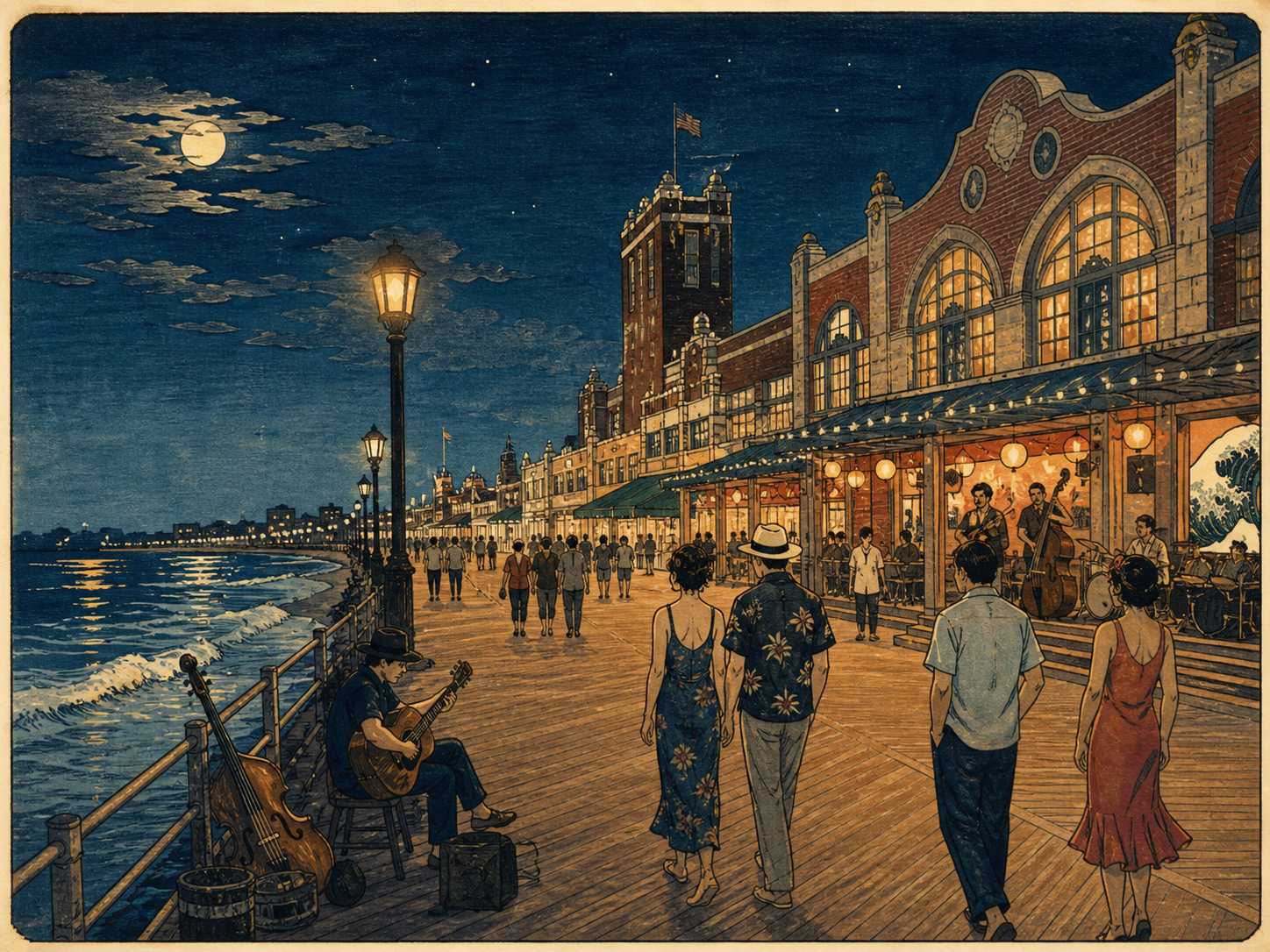 Asbury Parkの音楽と夜を描いた画像